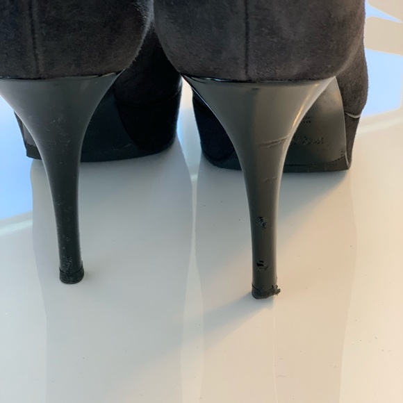 YSL black platform suede/patent boots size 37